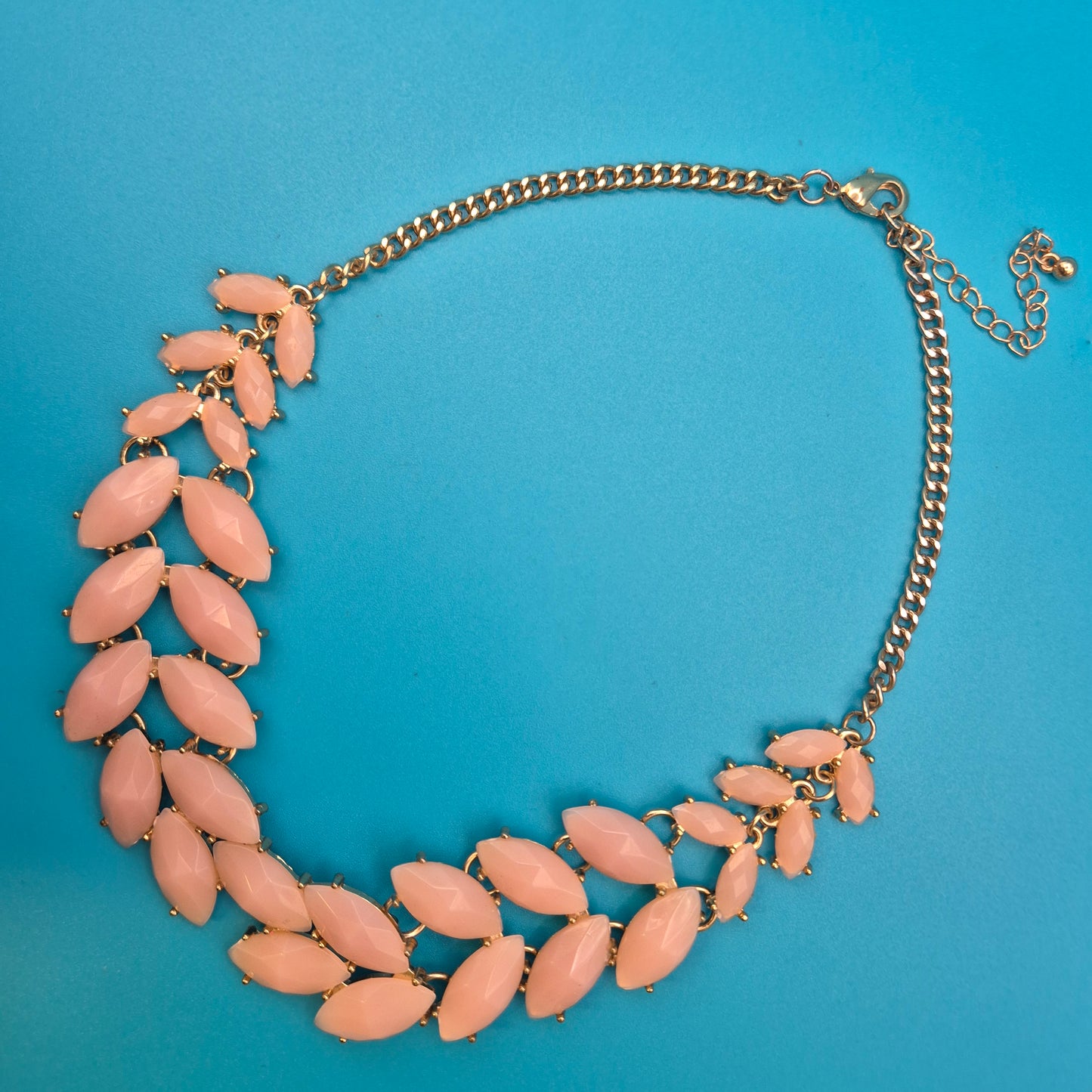 Vintage Statement Collier Marquise-Steine in zartem Pastellrosa