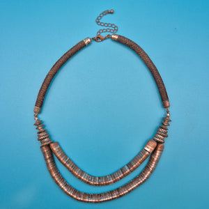 Vintage Statement-Kette mit zweireihigem Design & Kupfer-Optik