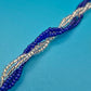 Vintage Kette gedreht Blau Weiß Glasperlen Kordel-Optik