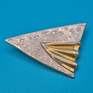 Vintage Art Déco Stil Brosche Sternenmuster Gold-Silber-Optik