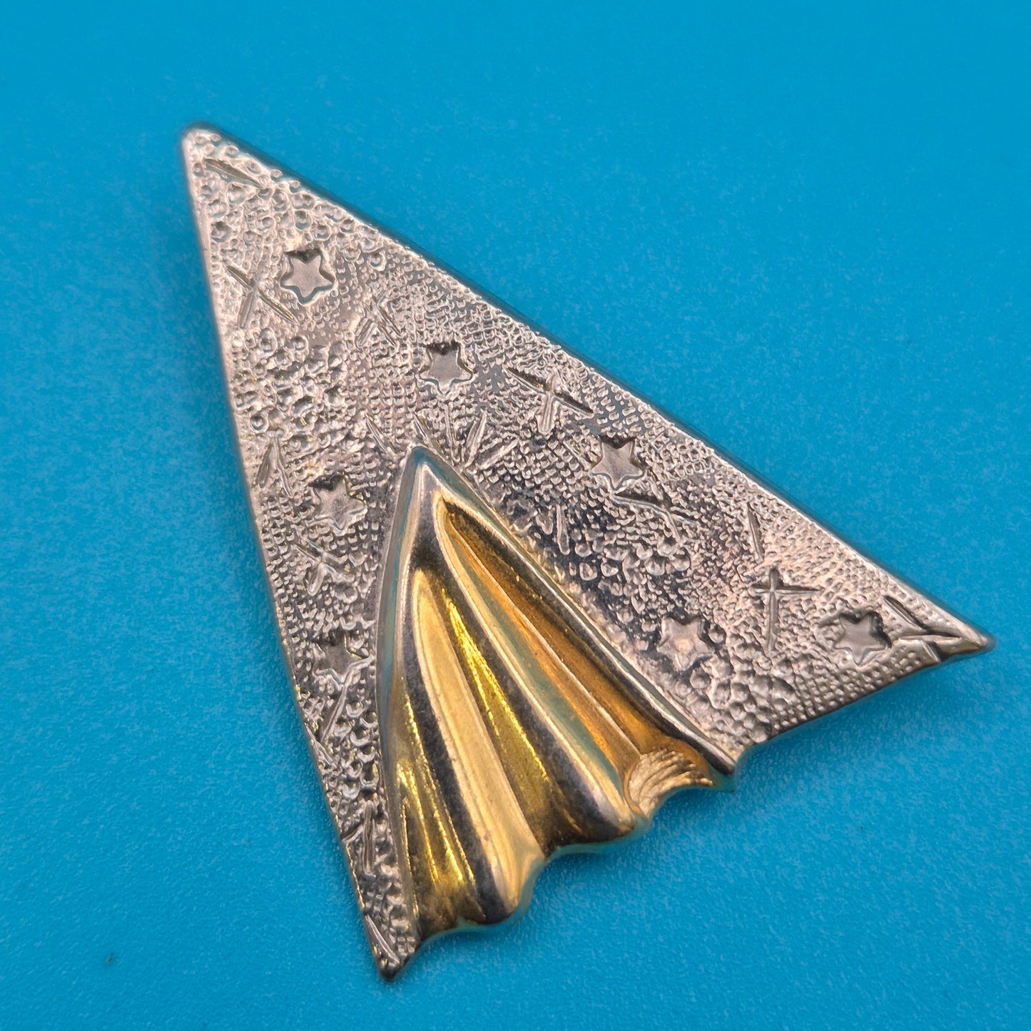 Vintage Art Déco Stil Brosche Sternenmuster Gold-Silber-Optik