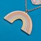 Vintage Lagen-Kette mit Regenbogen und Herz-Anhänger Pastell