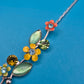 Vintage Blumen-Collier mit Emaille-Applikationen und Strassbesatz