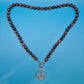 Vintage Holzperlen-Kette mit Peace-Anhänger im Kupfer-Look