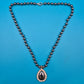 Elegante Vintage Kette mit anthrazitfarbenen Perlen & Tropfen-Anhänger