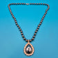 Elegante Vintage Kette mit anthrazitfarbenen Perlen & Tropfen-Anhänger