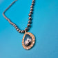 Elegante Vintage Kette mit anthrazitfarbenen Perlen & Tropfen-Anhänger
