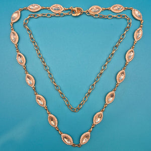 Elegante Vintage Goldfarbene Marquise-Kristallkette mit Gliederkette