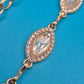 Elegante Vintage Goldfarbene Marquise-Kristallkette mit Gliederkette