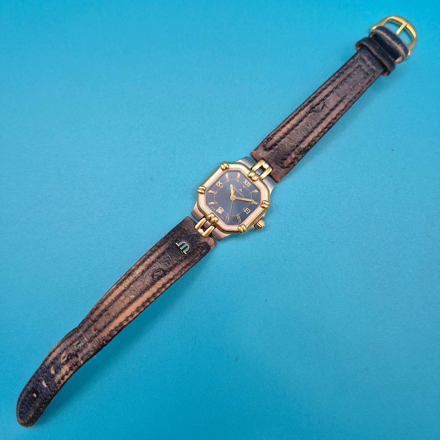 Maurice Lacroix Vintage Damenuhr Gold-Silber-Optik mit Datumsanzeige