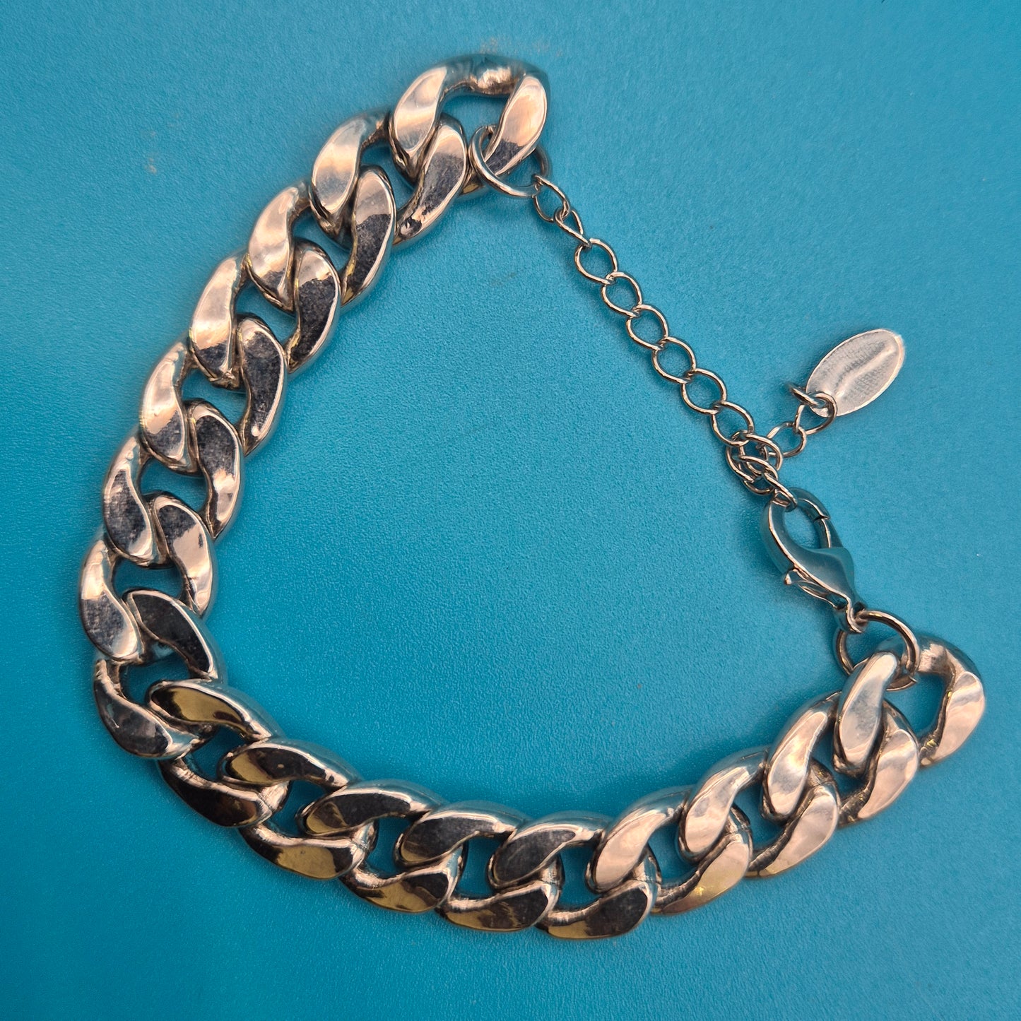Massives Vintage Gliederarmband mit Flame-Logo Plakette