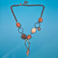 Vintage Statement-Kette mit Federn-Anhänger und Stein-Elementen in Kupfer-Optik