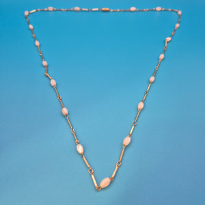 Vintage Kette mit zarten weißen Perlen-Elementen Goldfarben 40 cm