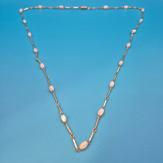 Vintage Kette mit zarten weißen Perlen-Elementen Goldfarben 40 cm