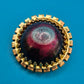 Vintage Emaille Brosche im goldenen Zahnrad-Design 3 cm