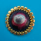 Vintage Emaille Brosche im goldenen Zahnrad-Design 3 cm