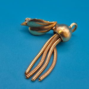 Vintage Goldfarbene Brosche mit beweglichen Schlangenkettchen-Elementen