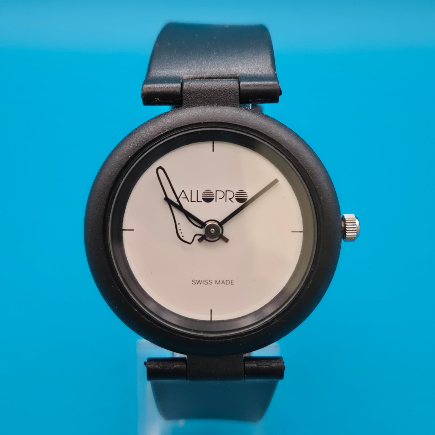 Vintage Allpro Swiss Made Armbanduhr Schwarz Minimalistisch Unisex