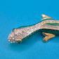 Vintage Emaille Brosche Salamander mit Strass-Verzierung Goldfarben