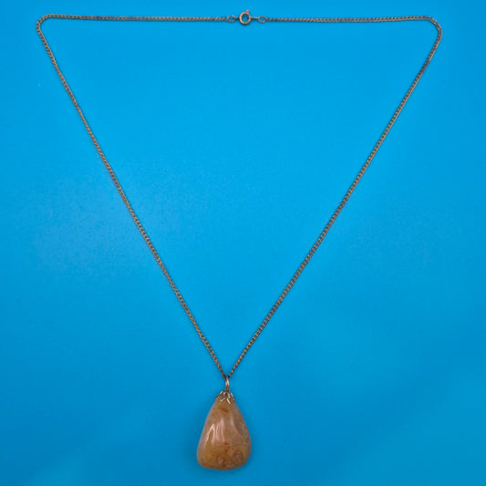 Vintage Halskette mit tropfenförmigem Achat-Anhänger goldfarben