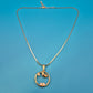 Elegante Vintage Goldfarbene Kette mit Anhänger und Zirkonia-Akzenten