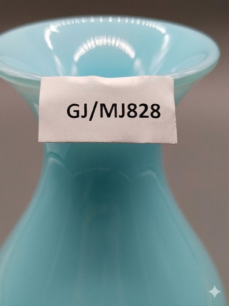 Klassische Murano Stil Kunstglas Vase Elegantes Türkis mit Klarglasfuß