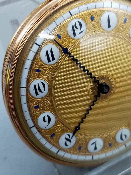 Seltene Antike Spindeltaschenuhr Prunk-Taschenuhr Gold 24K 1949