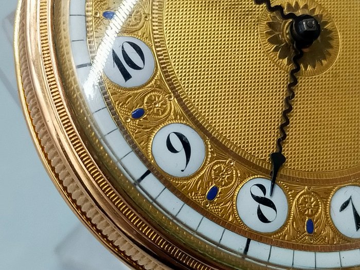 Seltene Antike Spindeltaschenuhr Prunk-Taschenuhr Gold 24K 1949