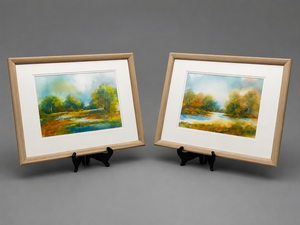 Deutsches Künstlerduo (XX) – Landschafts-Aquarelle im Rahmen (2 Stk.)