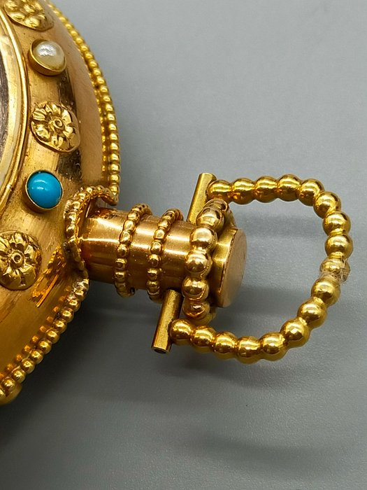 Luxus Seltene Taschenuhr 18K Gold Tascheuhr Adam & Eva 1949