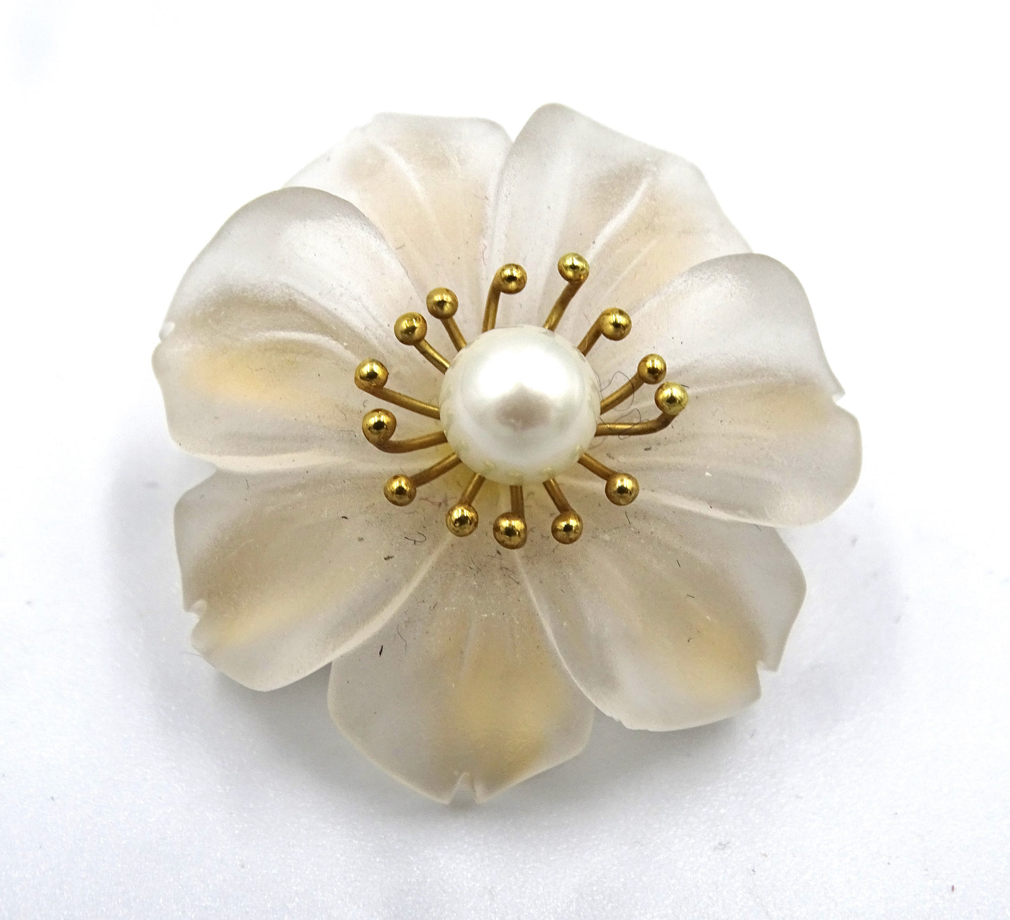 Exquisite Blumen-Brosche/Nadel in 18k Gelbgold - Signiert von I.B