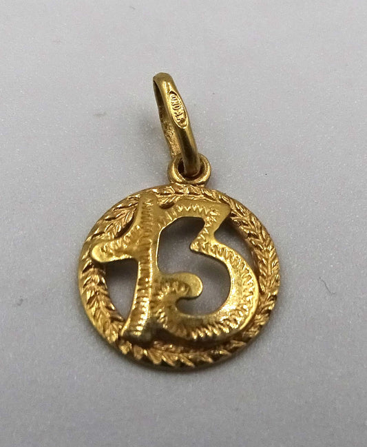 Italienischer 18K Nr. 13 Glücksbringer - Vintage Love Token Anhänger