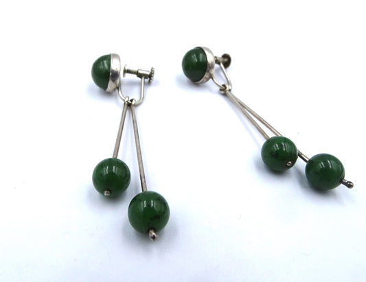 Elegante Jade Ohrringe in 835er Silber