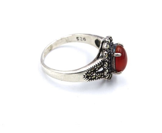 Jahrgang Karneol Sterling Silber Ring 925 - Größe 56