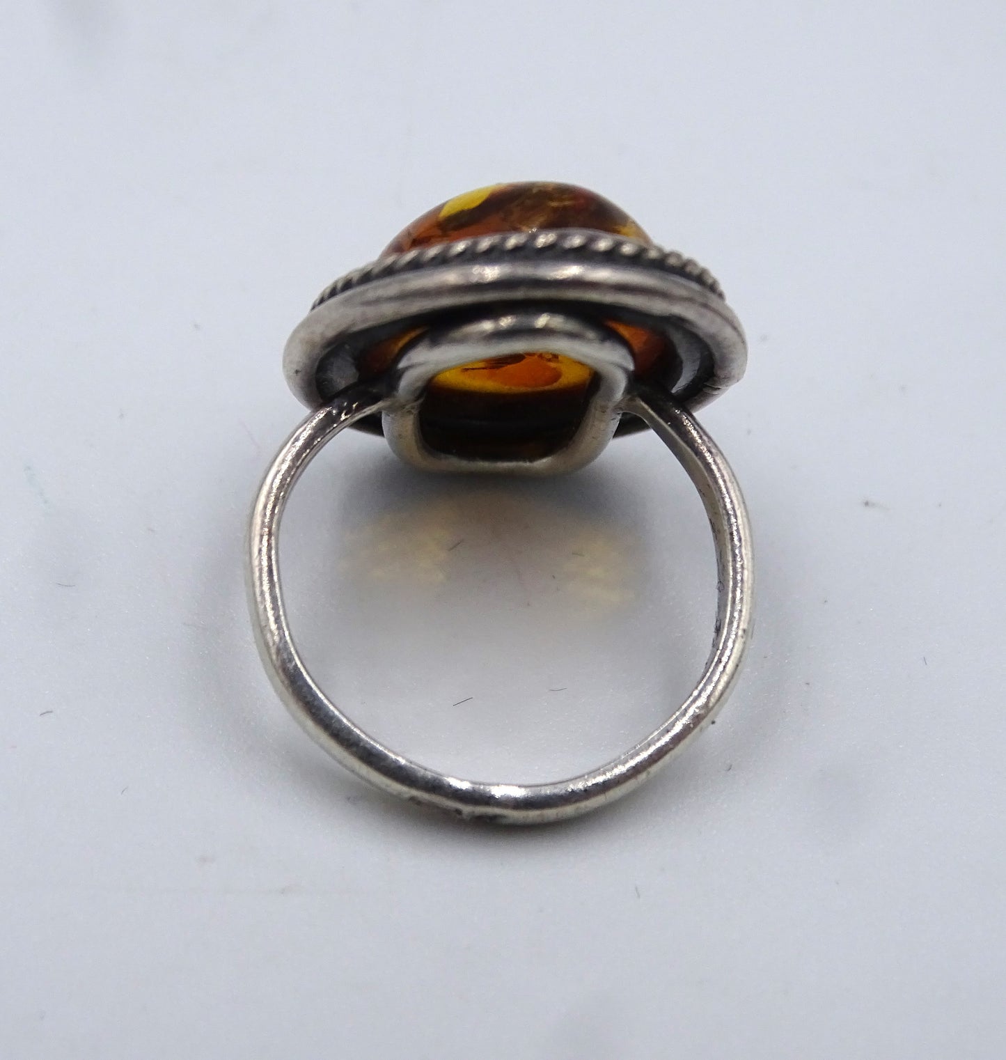 Vintage Bernstein Ring aus 925er Silber - Größe 5