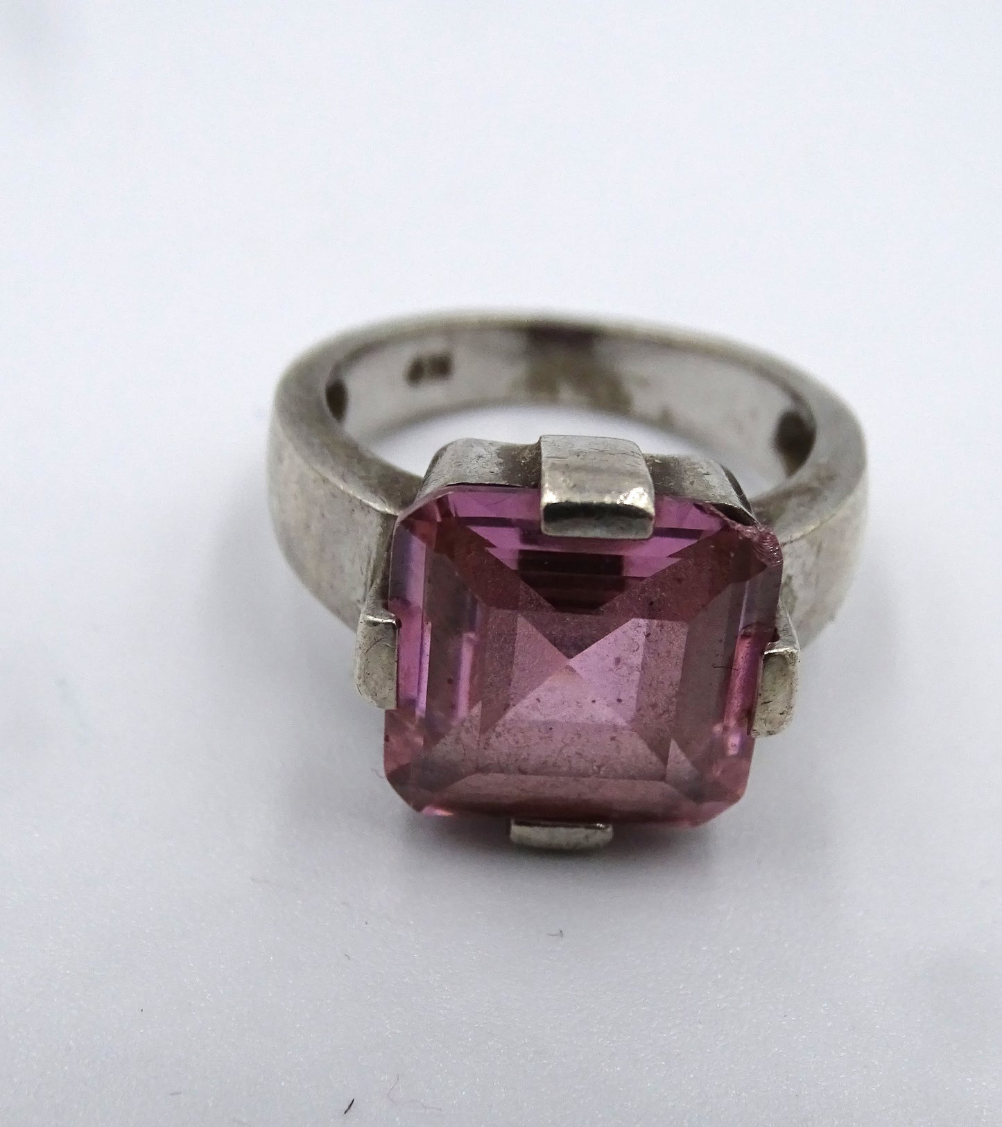 925er Silber Ring mit rosa Steinen - Größe 55