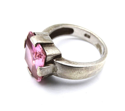 925er Silber Ring mit rosa Steinen - Größe 55