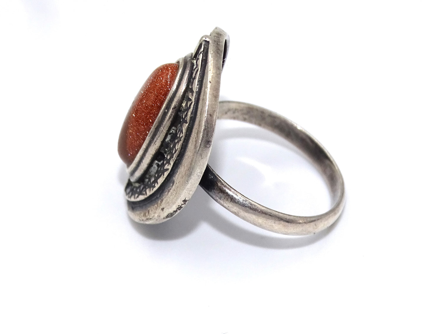 Sonnenstein Ring aus 925er Silber - Handgemachter Schmuck