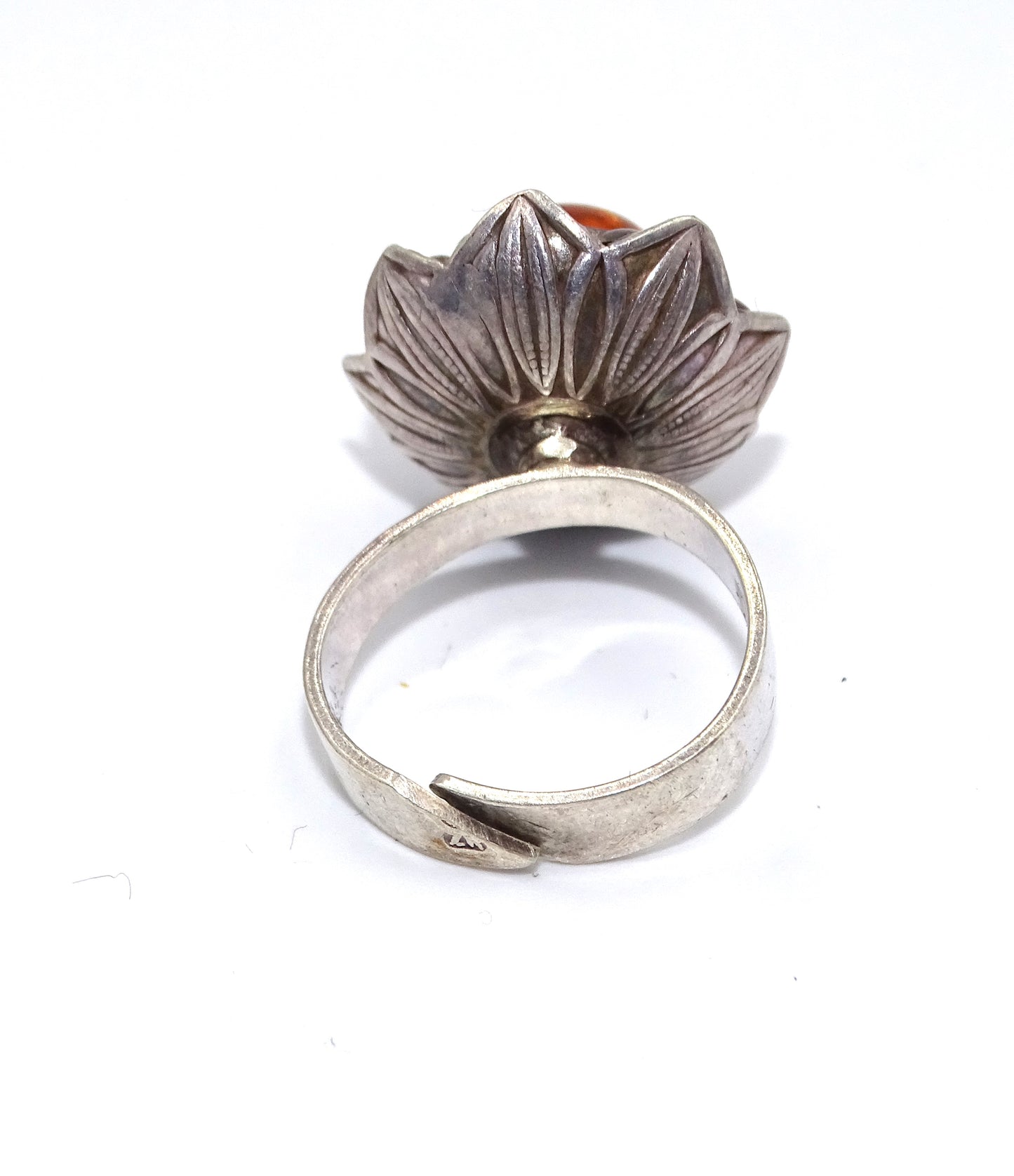 Verstellbarer Bernstein-Ring aus Silber