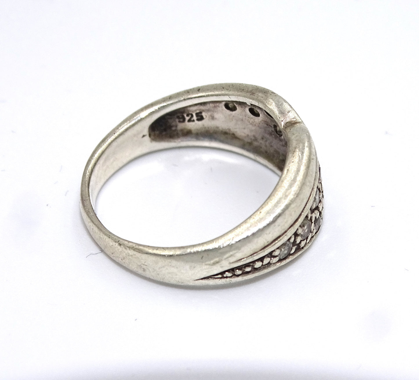 Vintage 925 Silber Ring mit Zirkonia (Größe 54)