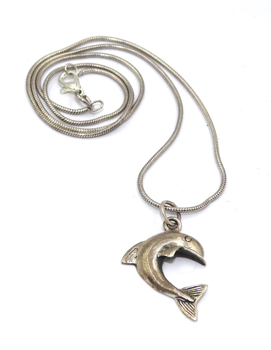 Anhänger Delphin Delfin komplett mit Kette echt Silber