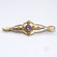 Antike Jugendstil  Gold Brosche mit Amethyst und Perlen