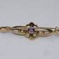 Antike Jugendstil  Gold Brosche mit Amethyst und Perlen