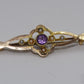 Antike Jugendstil  Gold Brosche mit Amethyst und Perlen