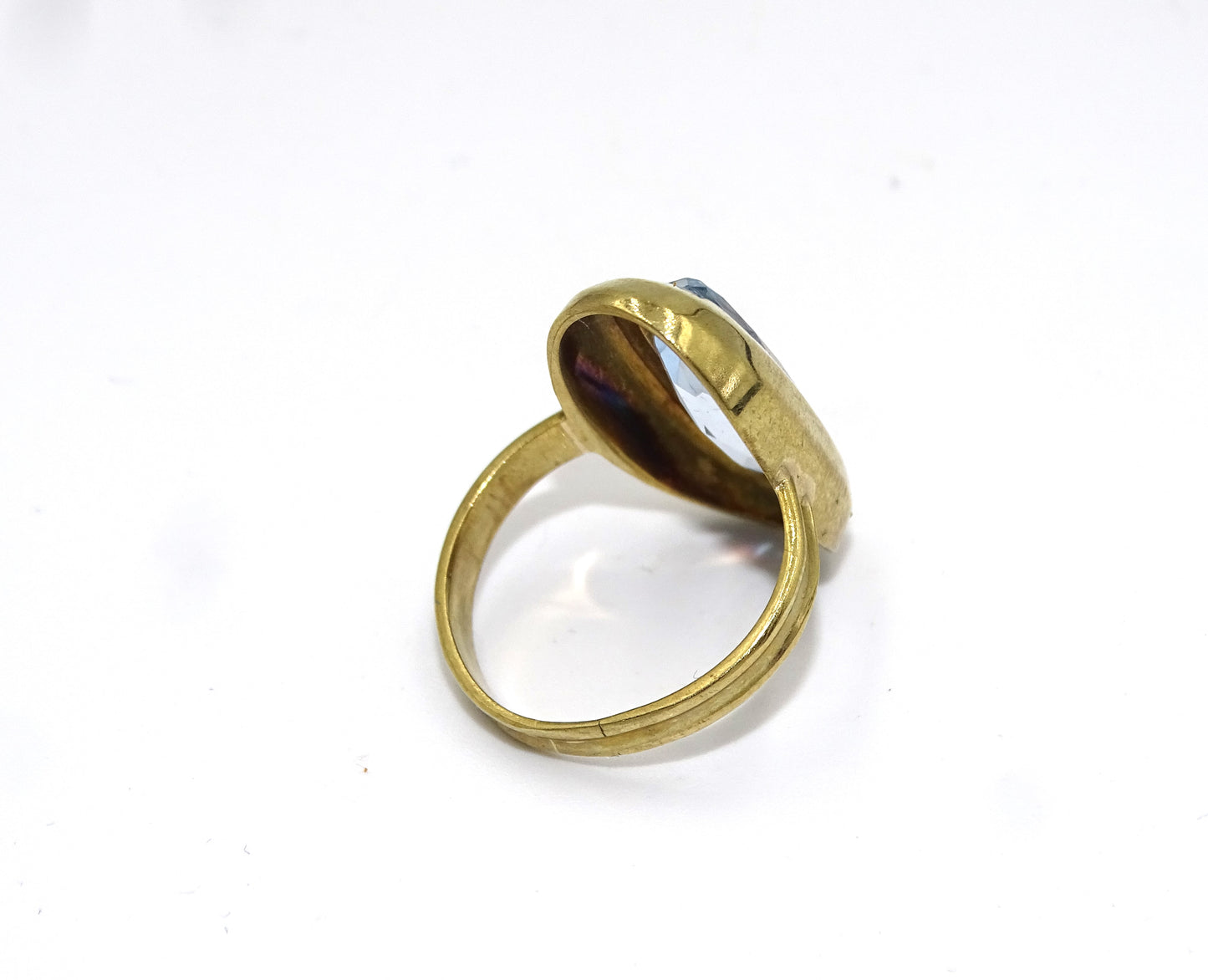 Ring in 333er Gelbgold mit Blautopas, Größe 54