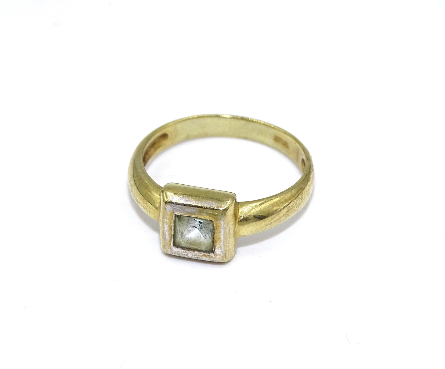Vintage Ring mit 333er Gold und hellblauen Steinen, Größe 55