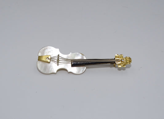 Vintage Perlmutt vergoldete Violine Brosche