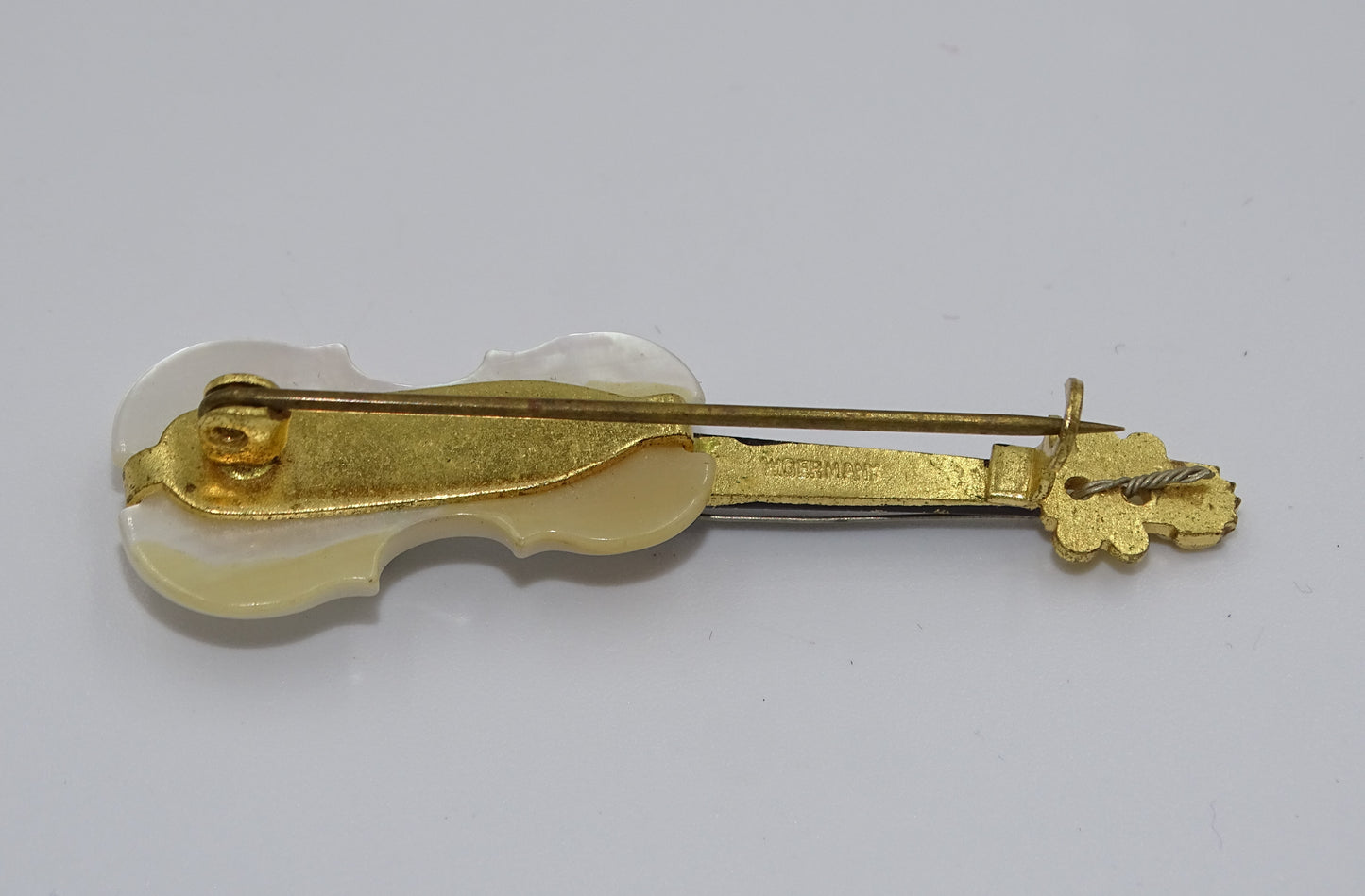 Vintage Perlmutt vergoldete Violine Brosche