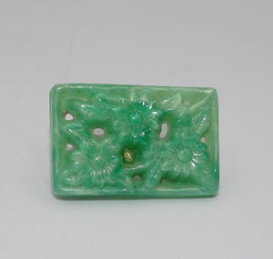 Vintage Blumenmuster Geschnitzter Jade Farbe Anstecknadel Brosche