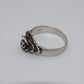 Sterling Silber Rose Blume und Blätter Ring - Vintage Oxidierter Ring